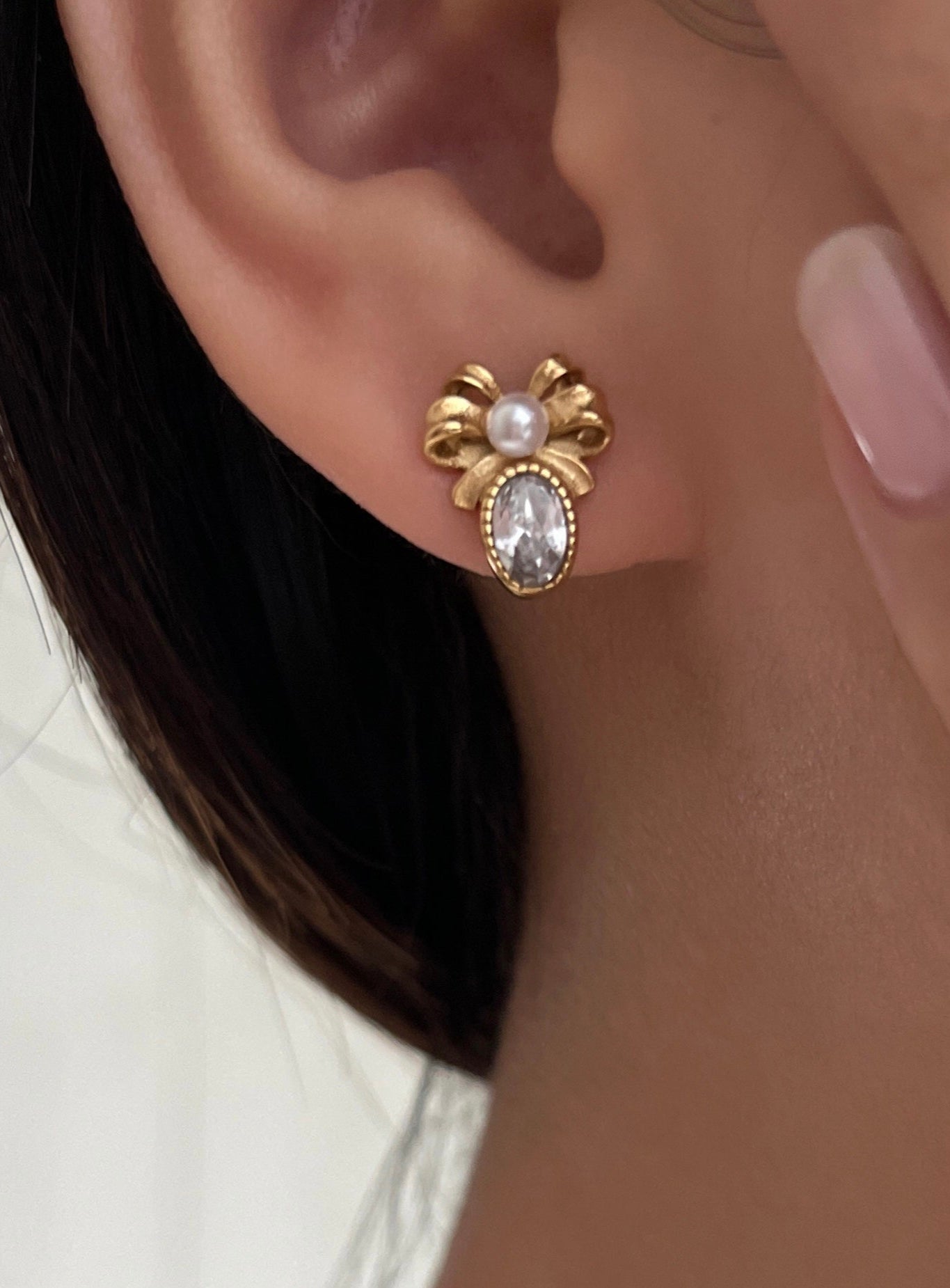 Diamond Dainty Bow Earrings