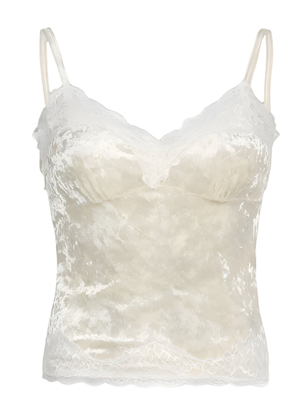 White velvet lace camisole