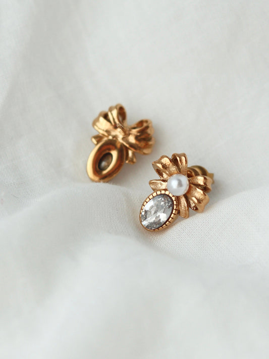 Diamond Dainty Bow Earrings