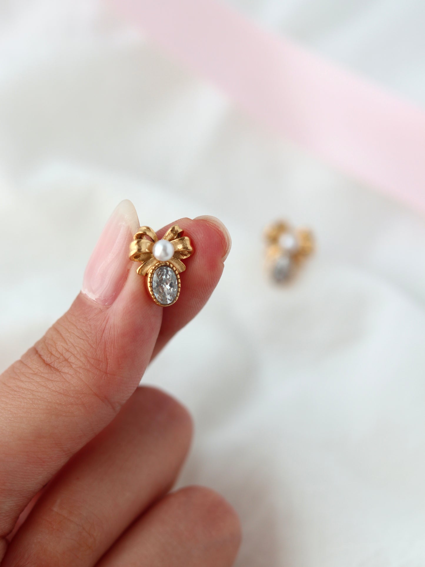 Diamond Dainty Bow Earrings