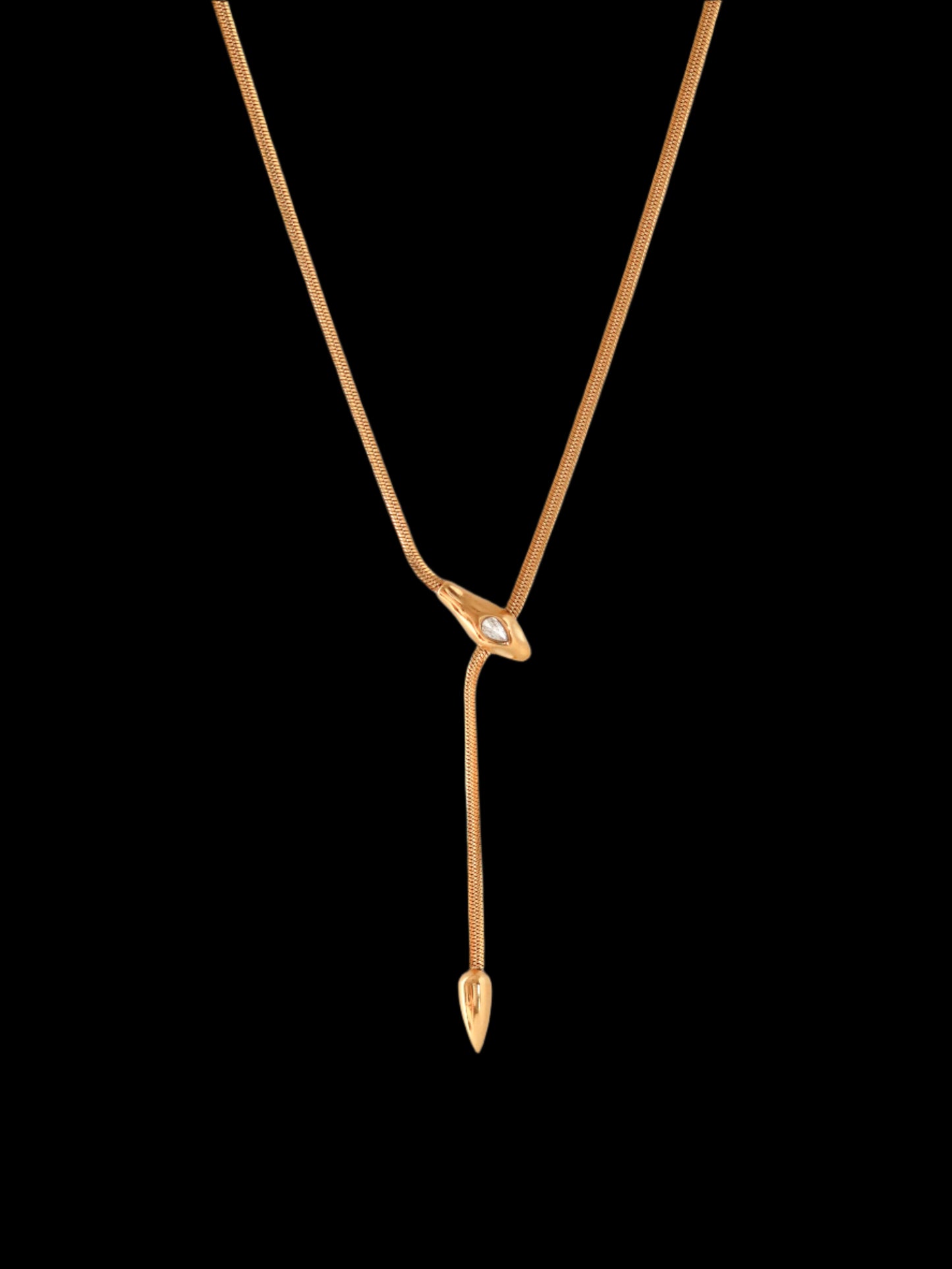 Gold necklace with a unique pendant on a white background