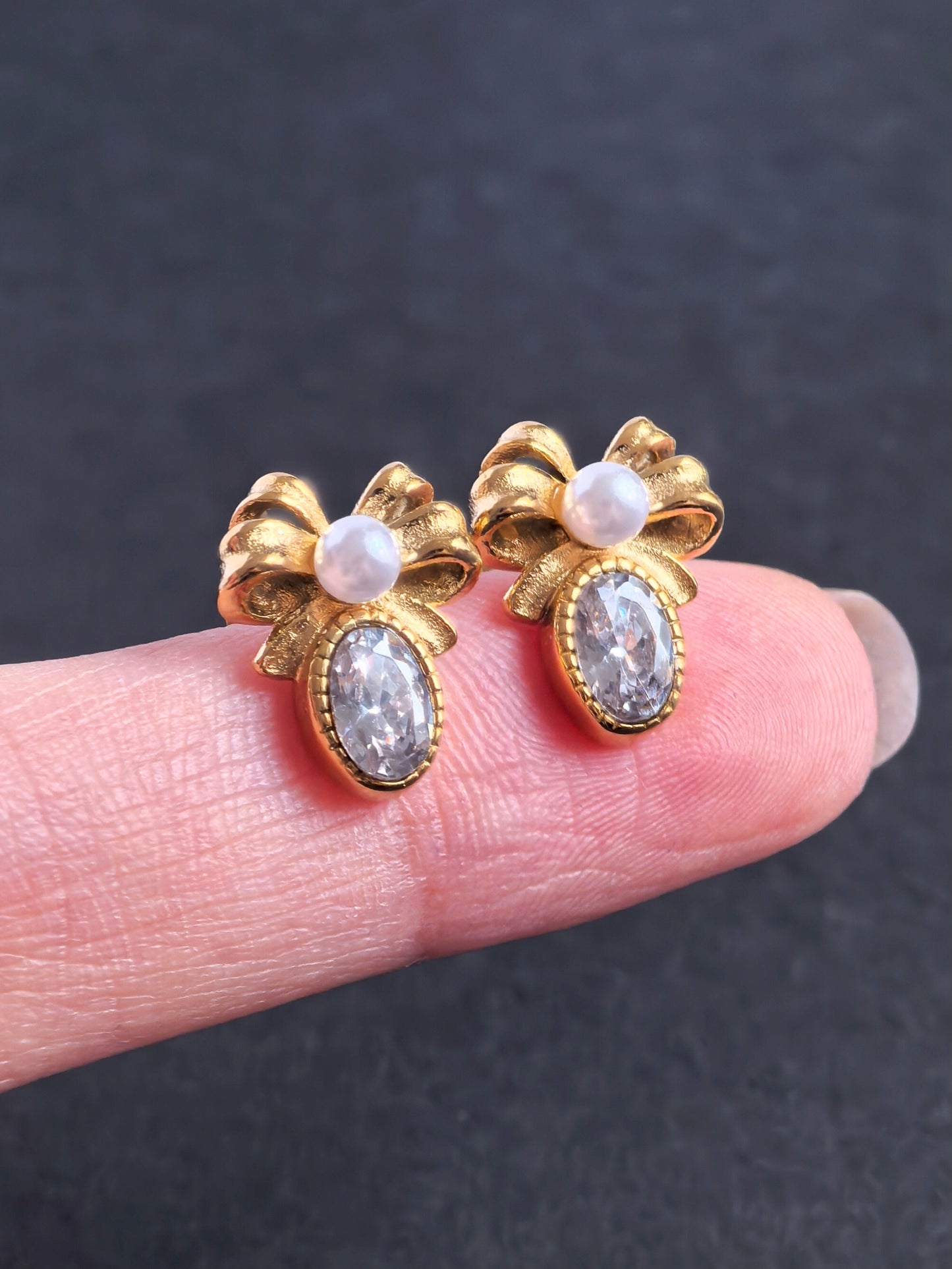 Diamond Dainty Bow Earrings