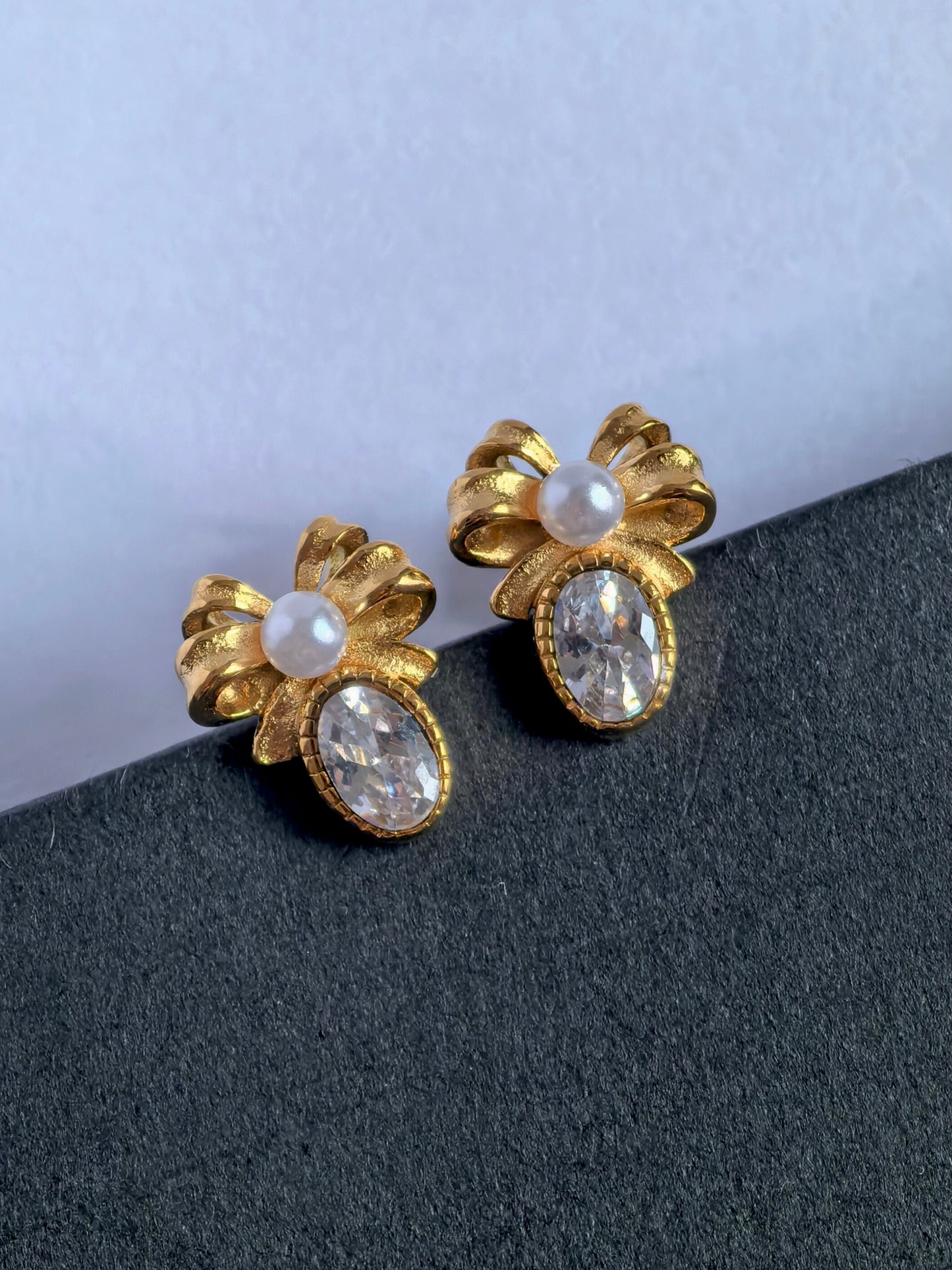 Diamond Dainty Bow Earrings