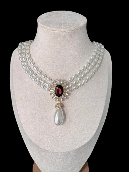 Floral Crystal Pearl Set