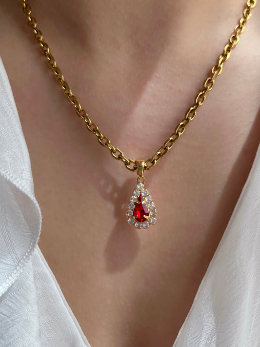 Crimson Dewdrop Pendant