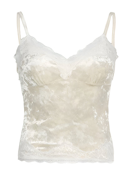 White velvet lace camisole 