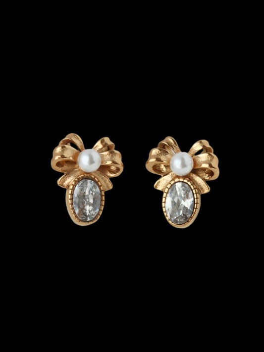 Diamond Dainty Bow Earrings