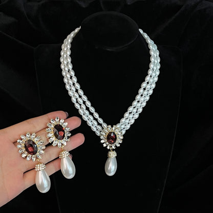 Floral Crystal Pearl Set