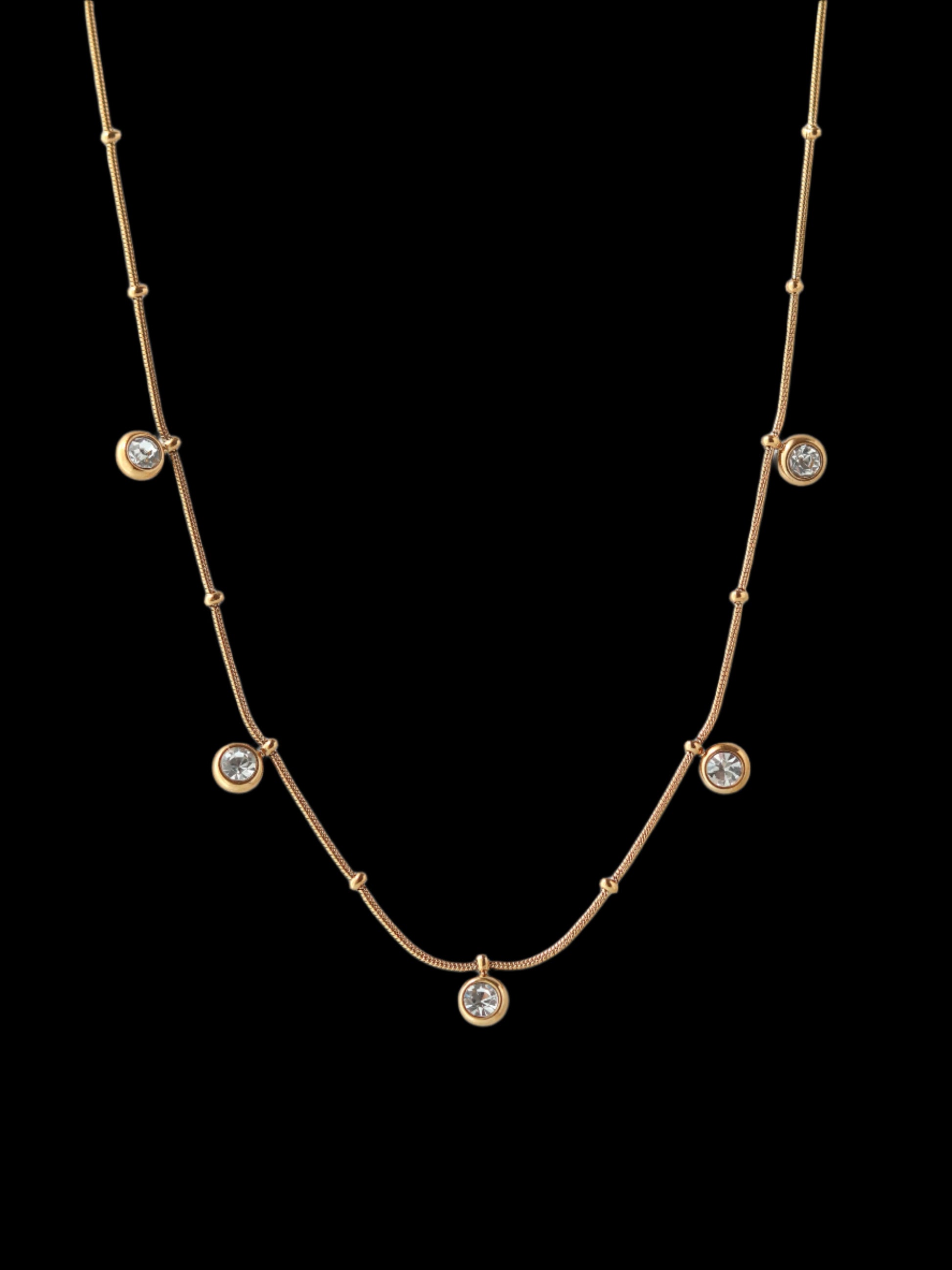 Gold necklace with small gemstones 