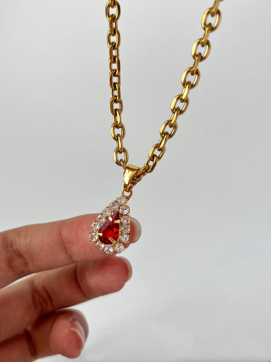 Pendentif goutte de rosée cramoisie