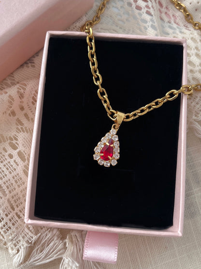Pendentif goutte de rosée cramoisie