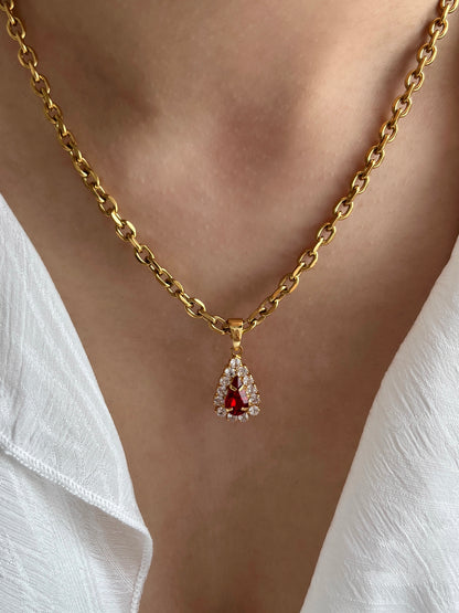 Pendentif goutte de rosée cramoisie